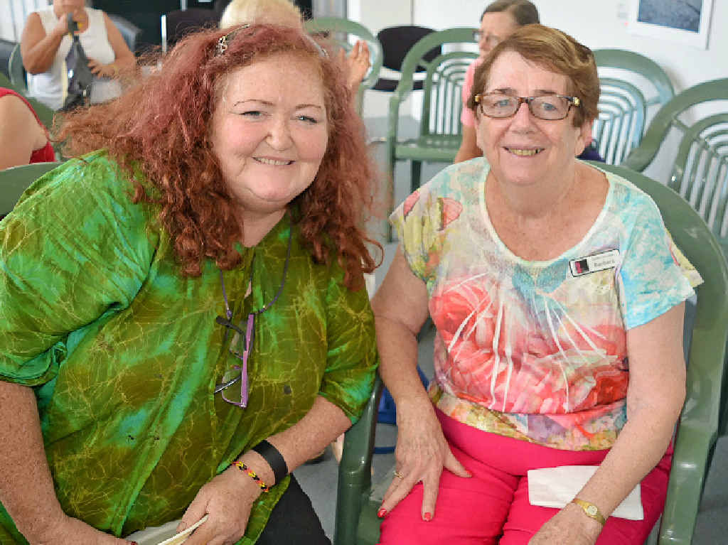 Warwick Artist Group and Art Gallery committee members Corina Graham and Barbara Bokenham at the presentation.